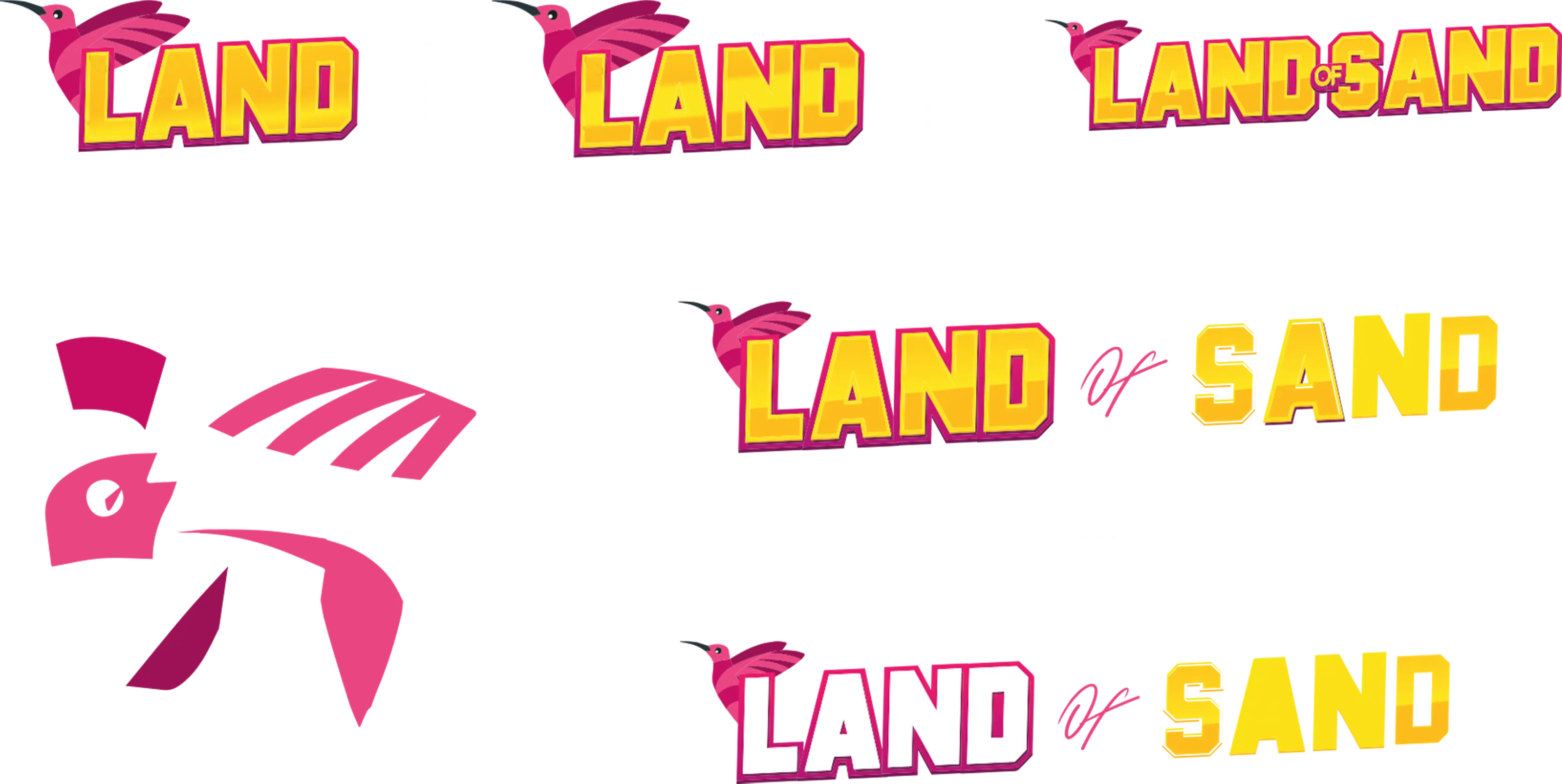 Construction et variantes du logo Land of Sand